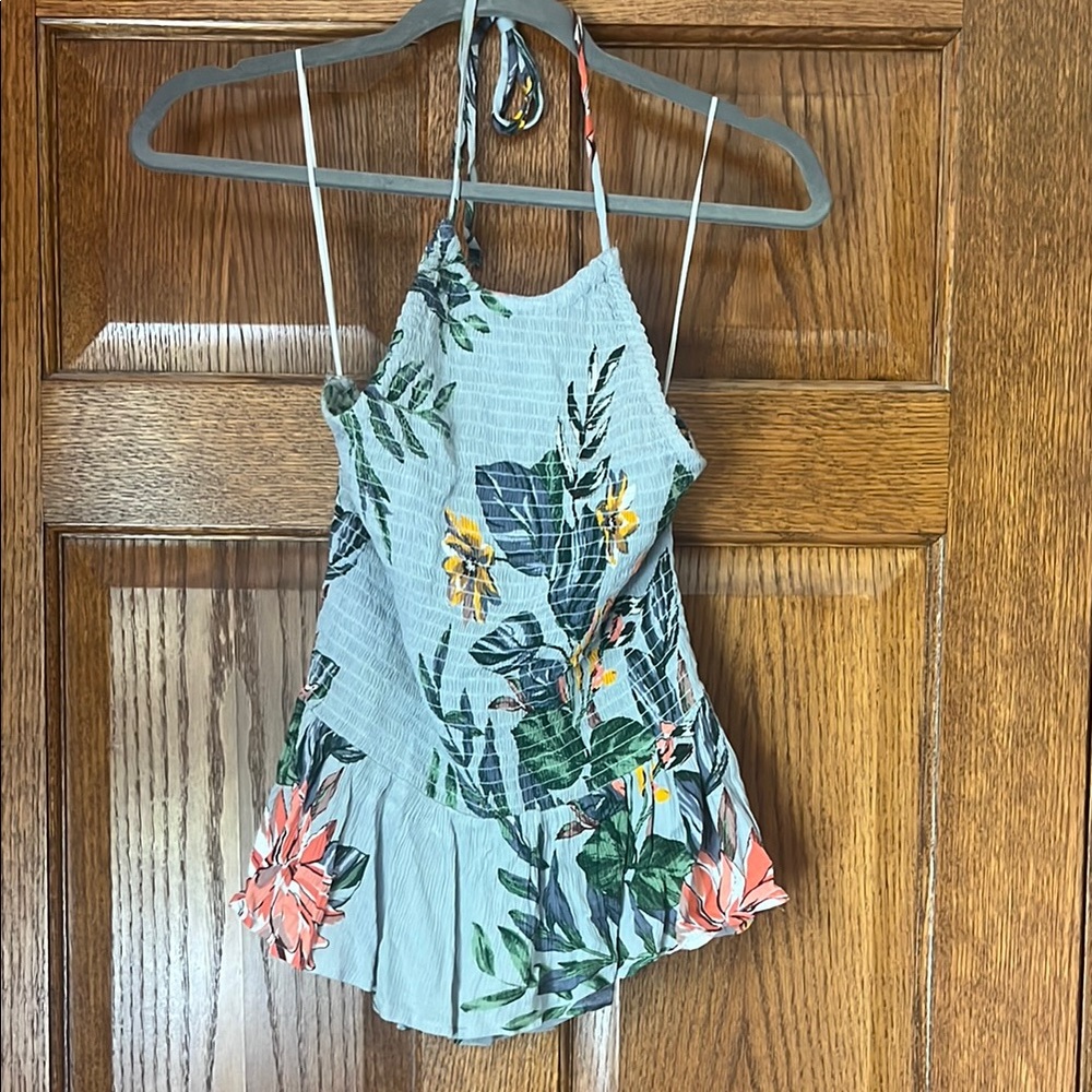Patrons of Peace Tropical Floral Top - Green and Orange